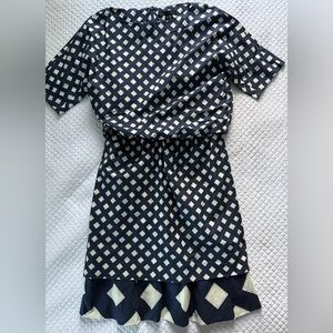 Marc Jacobs Diamond Print Quilted Dress – Navy & Ivory – Size 6 – NWT